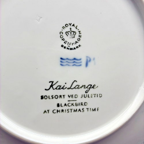 1966 Royal Copenhagen Christmas Plate Kai Lange Blackbird At Christmas Time - Picture 6 of 6