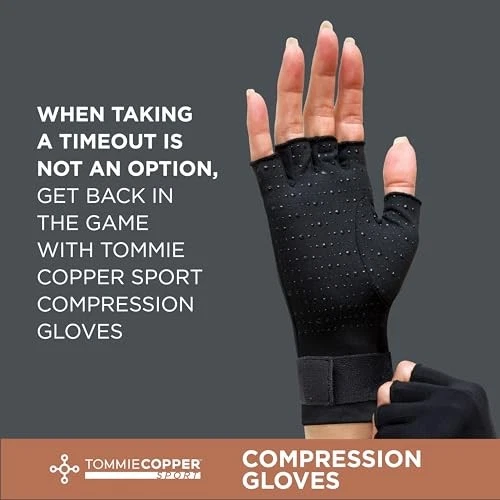 Guantes de compresión deportivos Tommie Copper HOMBRE L/XL MUJER L/XL, negros Foto 2 de 4