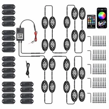 20Pcs RGB LED Rock Light Pods Underbody Glow Lamp Offroad SUV Pickup Truck UTV X