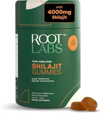 ROOT LABS 4000 mg Pure Himalayan Shilajit Gummies, KSM-66 Ashwagandh I 60 Gummy