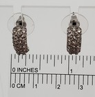 Pave Crystal Earrings 0.5in Silver Tone Huggie Fiery Half Hoop Sparkling Formal