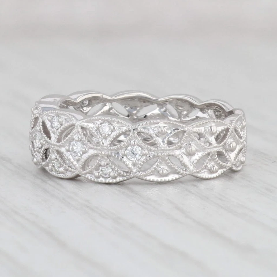 Nuevo Anillo de Eternidad Diamantes 0.16ctw Platino 900 Talla 6.5 Banda Apilable Aniversario Foto 3 de 4