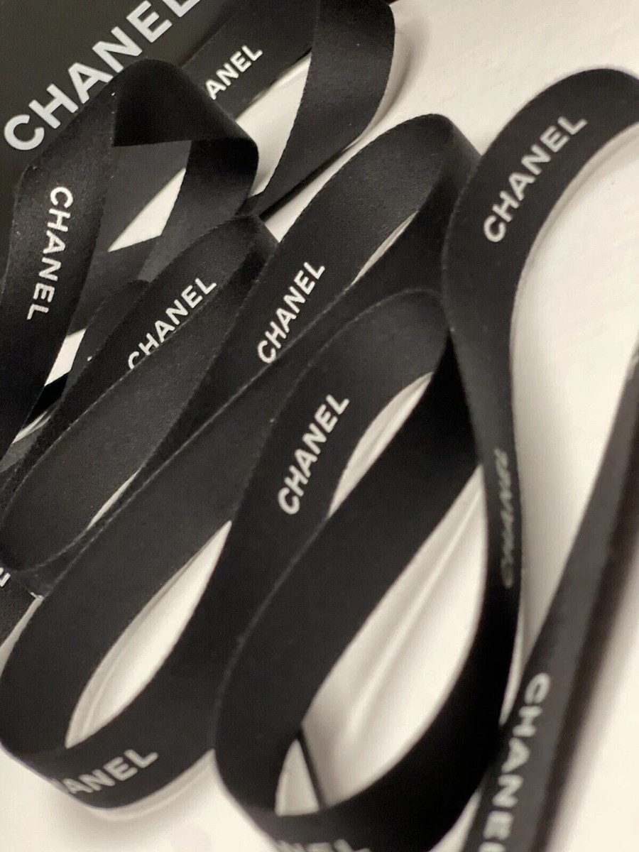 100m Uncut Chanel Classic Ribbon Black w/White Lettering New