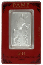 2014 PAMP Suisse Lunar Year Of Horse - 1 Troy Oz .999 Fine Silver Bar - Sealed