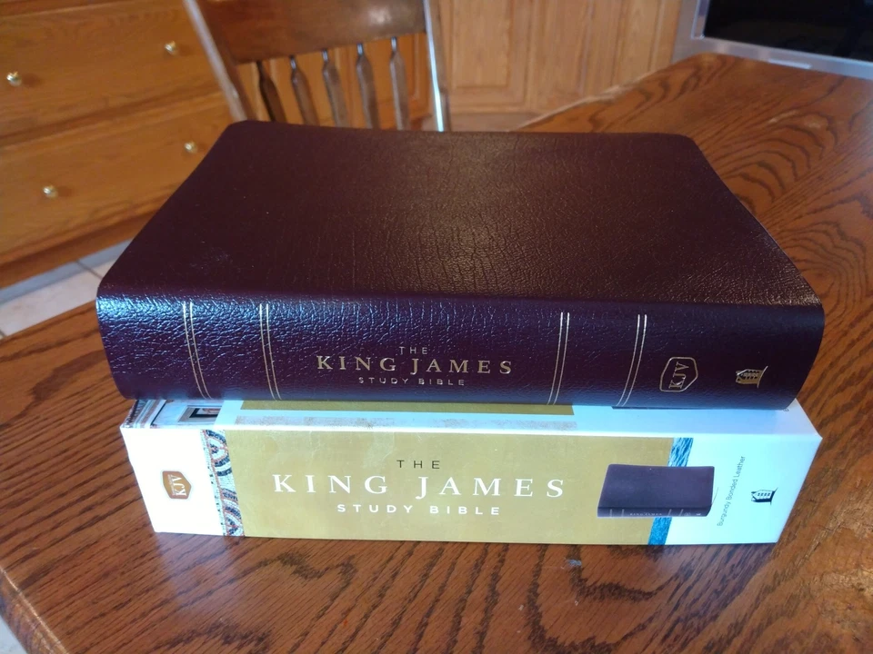 King James Study KJV Bible Bonded Leather Burgundy LARGE PRINT~Retail~99.99 - Image 2 of 4