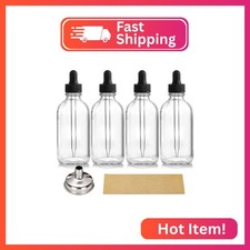 AOZITA 4 Pack, 4 oz Dropper Bottles with 1 Funnel  4 Labels - Essential Oils Bo