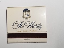 Vtg 1960s Matchbook - ST. MORITZ On The Park Hotel, NYC - NEW Unstruck