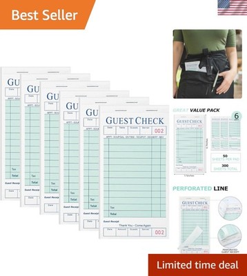 6 Pack Server Books, Server Note Pads, Guest Check Books for Servers, Waitres...
