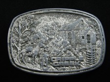 RF03128 VINTAGE 1983  CRIPPLE CREEK  COMMEMORATIVE PEWTER BELT BUCKLE