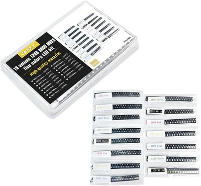 SMD LED Light Kits 1206 0805 0603 15types *20PCS=300Pcs (White, Yellow, Red, Blu