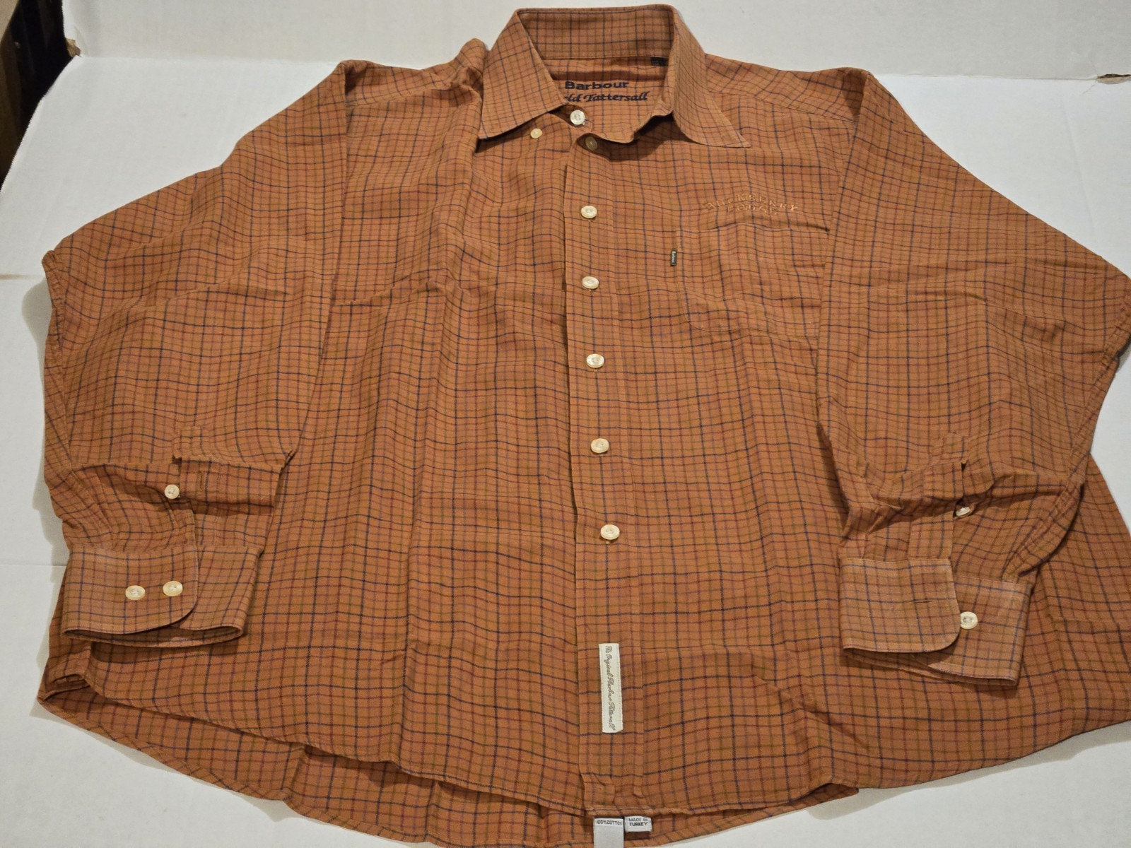 Barbour Field Tattersall Shirt Men Large Multi Plaid Flannel Classic Button Down