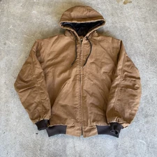 Blue Mountain Hooded Canvas Jacket Men’s L Grunge Distressed Workwear Comfy Warm