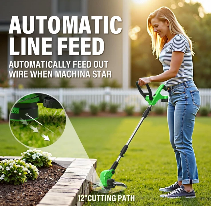 Desbrozadora Inalámbrica 20V 12", con 2 Baterías, Cargador y 8 Hilos de Repuesto Foto 3 de 4