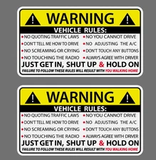 2 Pcs Warning Car Rules Caution Funny Sticker Vinyl Decal Reflective Car Truck