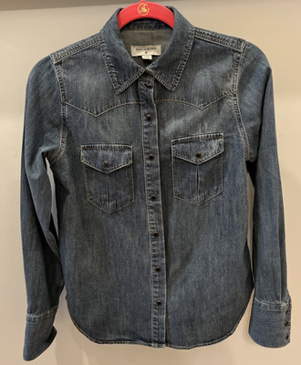 Nili Lotan x Target Women s Snap Front Denim Long Sleeve Shirt Blue Size XXS