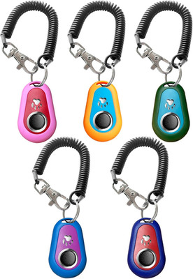 5 Pack Pet Training Clickers with Wrist Strap Dog Obedience Trainer Tool Set
