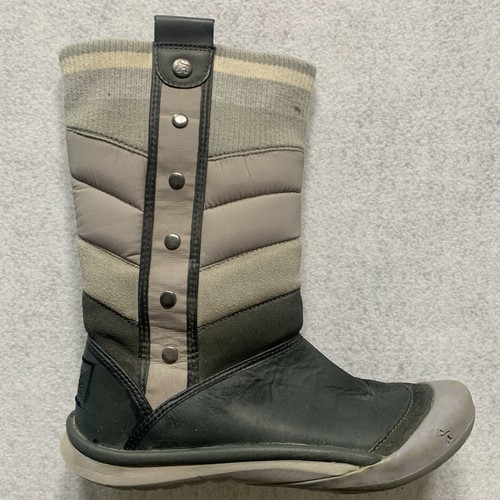 Cushe de Luxe Women’s Mindy Black Gray Winter Snow Boots 6 Quilted Sweater Cuff