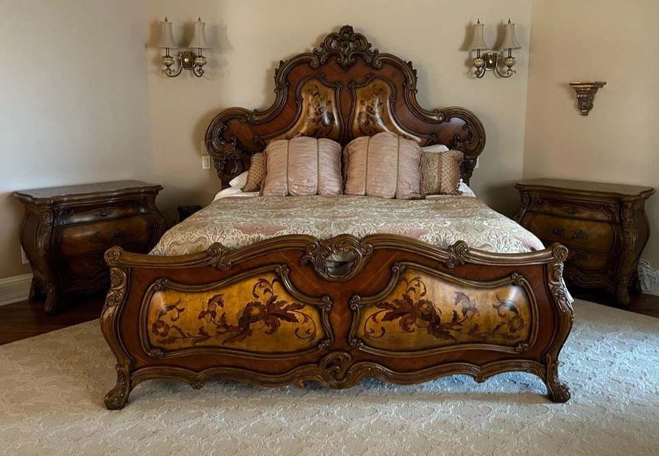 AICO KING SIZE BED AND TWO NIGHT STANDS - Image 3 of 4