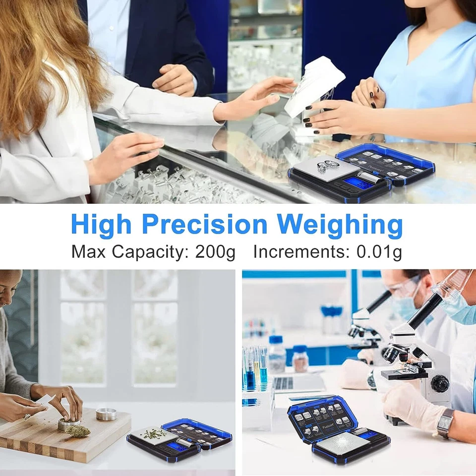 Báscula digital de bolsillo Fuzion TU-X, escala de 200 g/0,01 g gramos con 6 unidades para pers... Foto 3 de 4