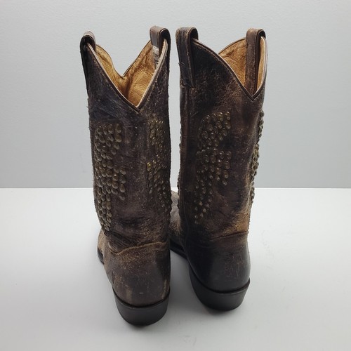 Frye Cowboy Boots Womens 9.5B Billy Hammered Studded Big Logo Distressed 9.5 B - Picture 5 of 17