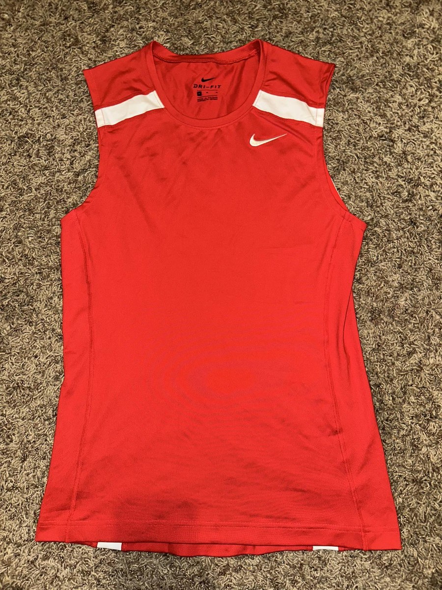 Nike Men's Power Race Day Tight Tank Running Red Track Shirt