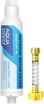 AQUA CREST Inline Water Filter, for Car Washing, 1 Pack with Hose Protector