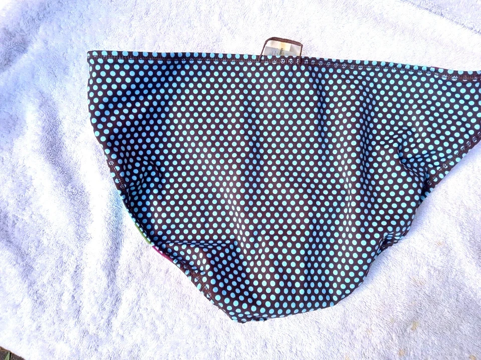 Parte inferior de bikini reversible Athleta M Hipster 2 n 1 marrón punto azul, rosa camuflaje nuevo con etiquetas Foto 3 de 3
