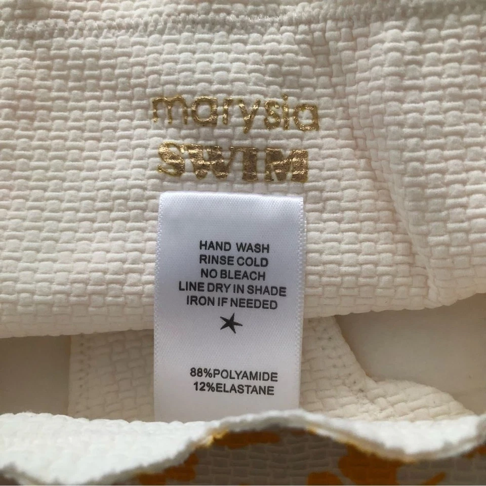 Parte inferior de bikini Marysia Swim Mott festoneada con lazo lateral amarillo blanco floral nueva con etiquetas Xs Foto 3 de 4