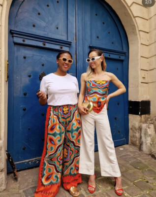 【大幅値下げ】AMERI GEOMETRIC PATTERN PANTS ZARA NEW WOMAN SS23 ORANGE FLOWY PRINTED PANTS REF:3098/156