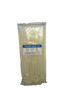8'' White Nylon Mounting Wire Cable Zip Ties Pack of 100 Boat Marine RV Golf Cart