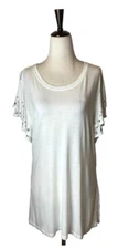 INC International Concepts White Ruffled Tiered Short Sleeve Tee Size XXL