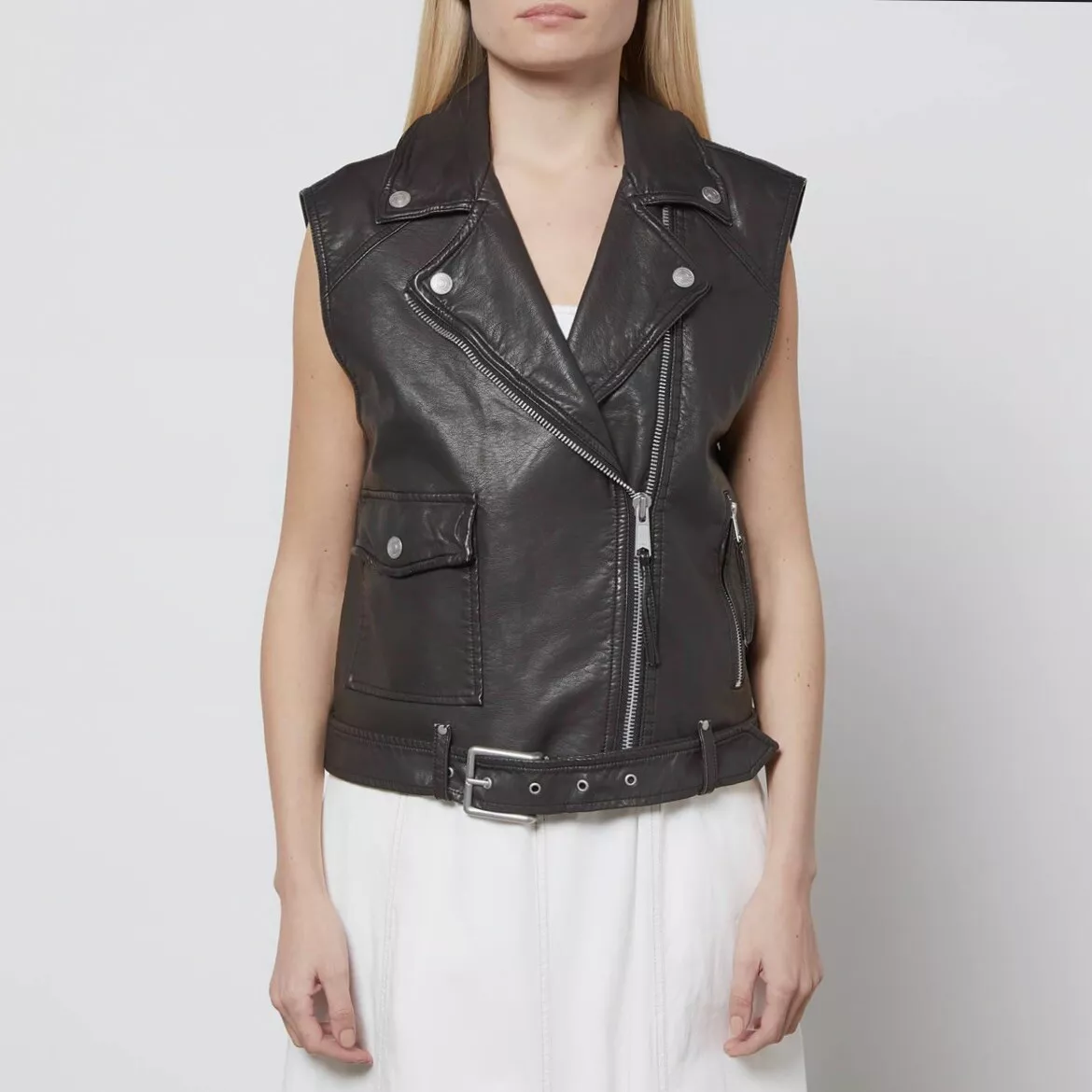 Free People Emilia Vegan Vest Jacket in Black NEW WITH TAG Size S