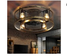 Depuley Flush Mount Ceiling Fan. 20in Caged Ceiling Fan With Light w Remote
