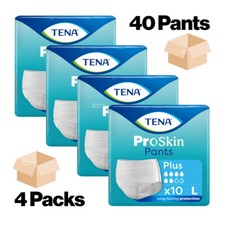 TENA ProSkin Pants Plus Large - 4 Packs of 10 - Adult Incontinence Pull Up Pants