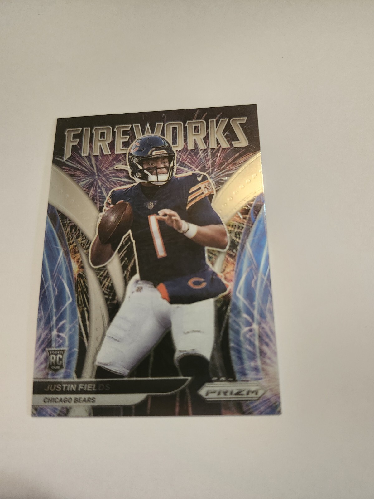 2021 Prizm Football JUSTIN FIELDS Fireworks Rookie Card RC Bears - Fresh Card