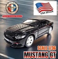 2015 FORD MUSTANG GT 5.0 MUSCLE CAR RARE BLACK DIECAST VEHICLE ~1/36 MODEL GIFT