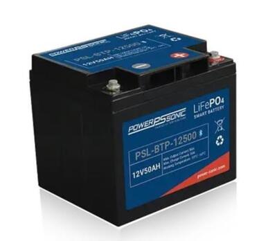 12V 50AH LiFePO4 Bluetooth Smart Battery w/BMS - Power Sonic PSL-BTP-12500