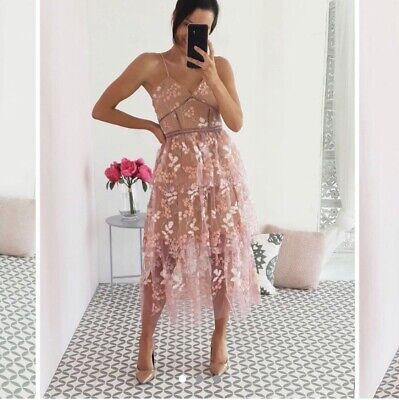 self portrait pink midi dress