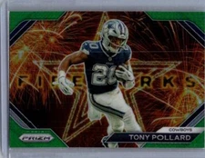 2023 Panini Prizm #F-15 Tony Pollard Fireworks Prizms Green