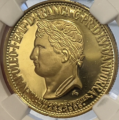 1964 ANDORRA 25D NGC PF64 ULTRA CAMEO NAPOLEON- GOLD
