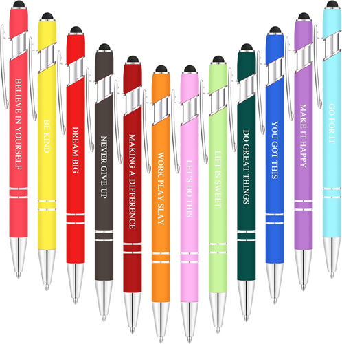 12 Pcs Inspirational Pens Bulk Motivational Ballpoint Pen with Stylus Tip Inspir - Picture 11 of 12