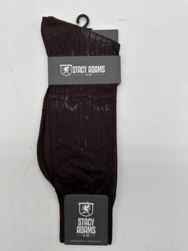 ONE PAIR NEW WITH TAG STACY ADAMS NYLON SLIKY RIBBED MEN'S CREW DRESS SOCKS - Picture 2 of 37