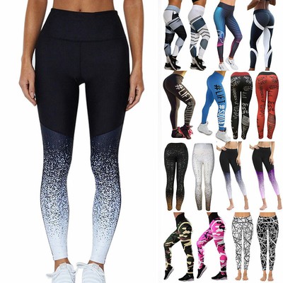 Womens Yoga Gym Sports Leggings Glitter 