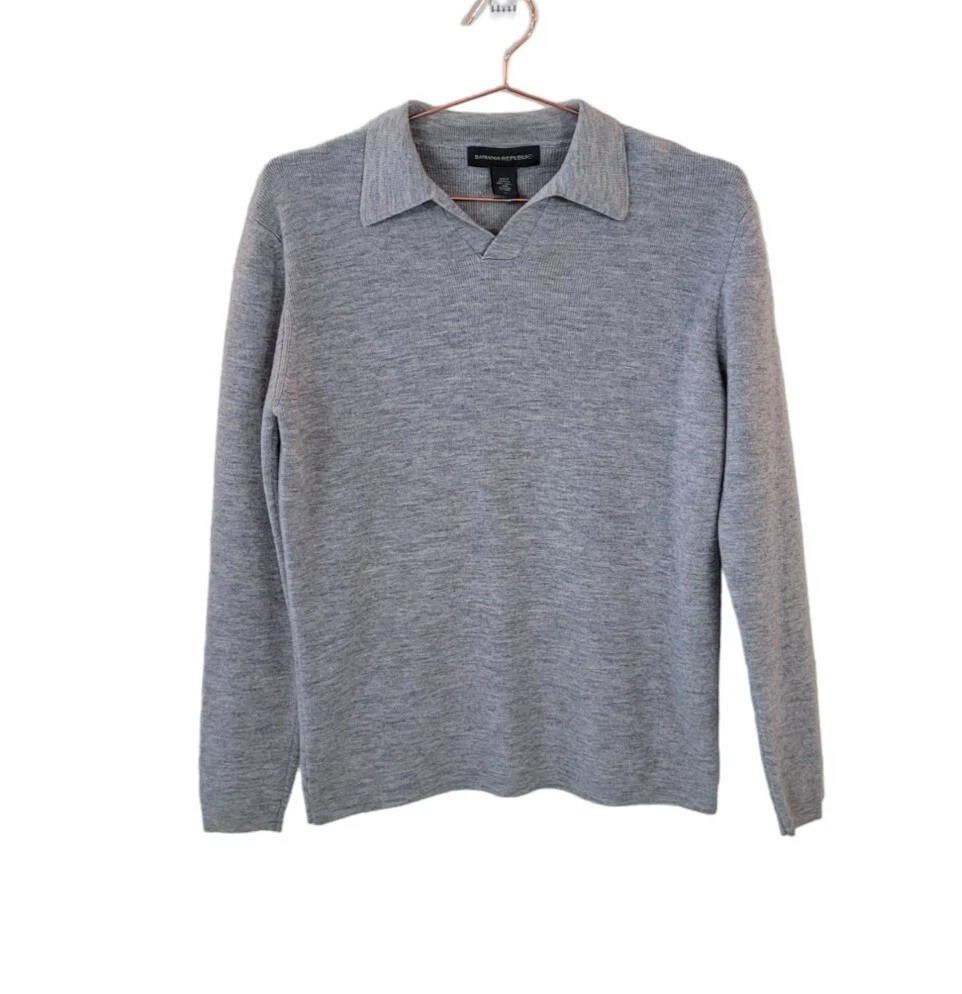 Pre-Owned Vintage Y2K Banana Republic Grey Collared Sweater Men