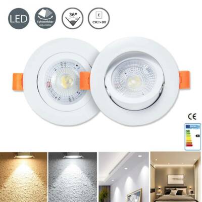 Schwenkbar LED Einbaustrahler ultra flach 7W 5W 3W Set Einbau Spots Leuchte rund