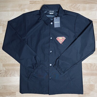 The Hundreds X DC Comics Collaboration Superman Windbreaker Jacket Medium Black