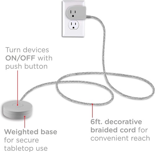Cable de Extensión de Coordenadas con Enchufe de Encendido/Apagado, 6 Pies Trenzado 1 Paquete, Gris - Imagen 2 de 6