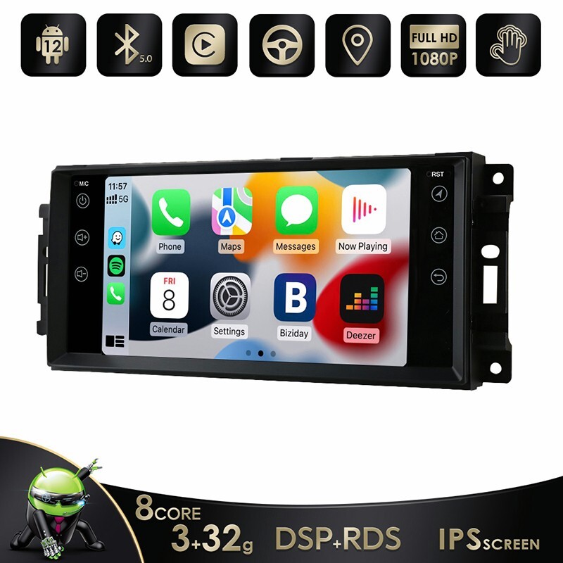 Jeep Commander Compass Android 12 CarPlay Bluetooth AM Radio 32GB Stereo
