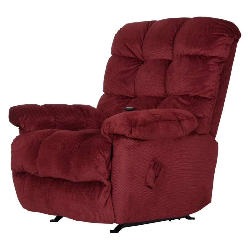 Batts Chaise Rocker Reclinable con Calor y Masaje de Lujo en Tela de Poliéster Rojo Foto 3 de 4