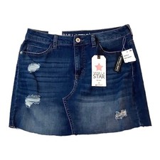 NWT Vanilla Star Blue Denim Mini Skirt Stretch High Rise Size 7/W28